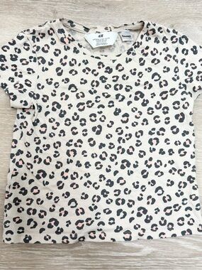 H&M Sanrio Cream Leopard Print Tee with Pink & Black Spots